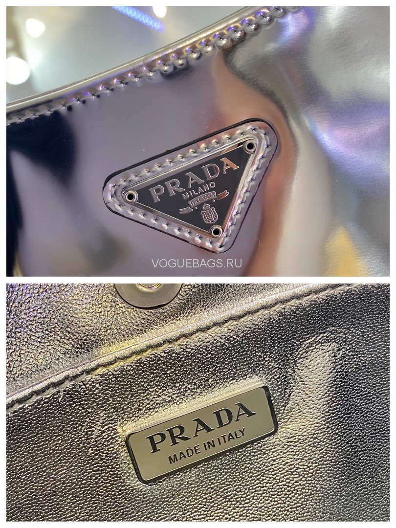 Prada 1BC499 Prada Cleo Brushed Leather Shoulder Bag In Sliver - luxibagsmall