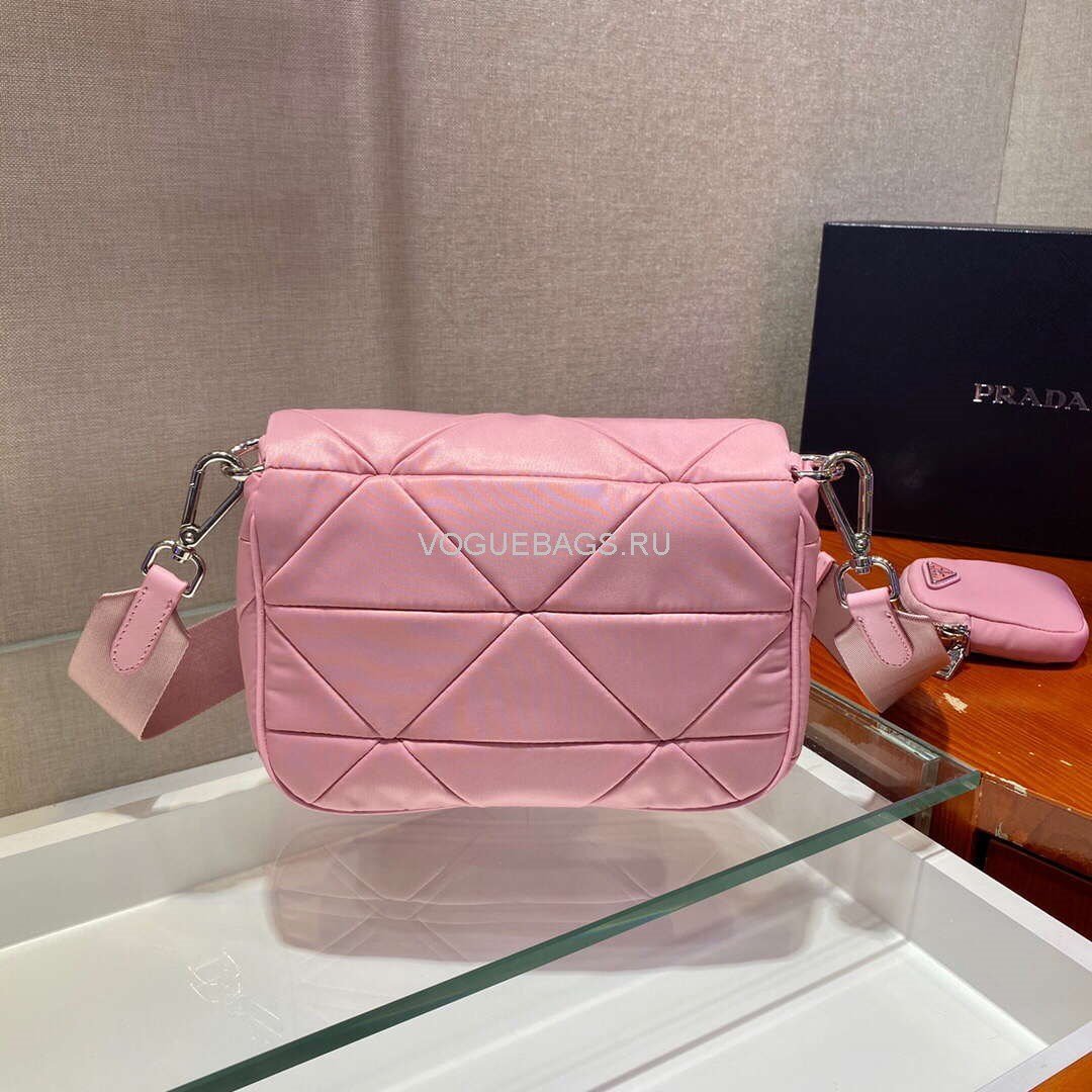 Prada 1BD292 Prada Three In One Nylon Shoulder Bag Pink - luxibagsmall