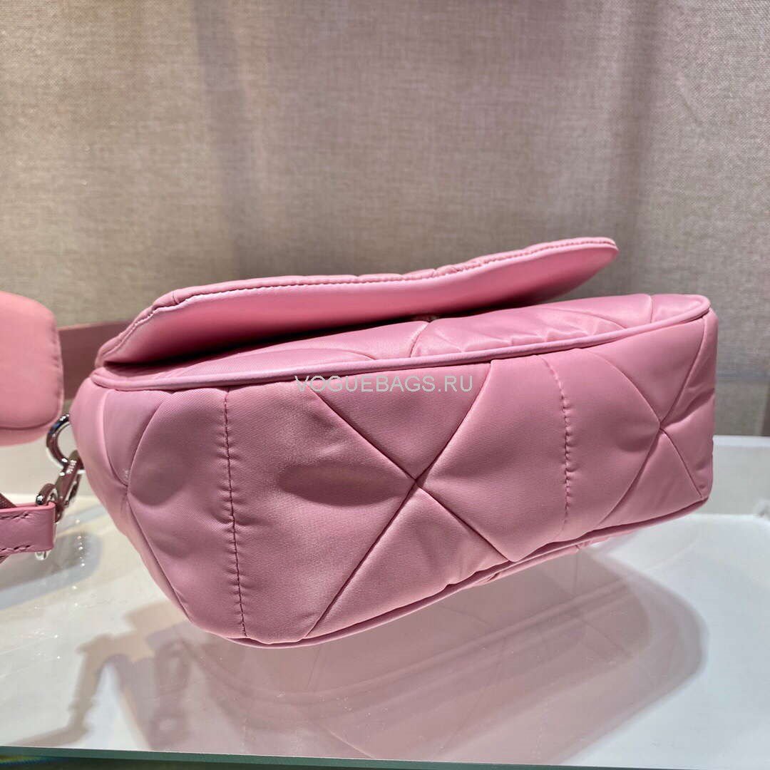 Prada 1BD292 Prada Three In One Nylon Shoulder Bag Pink - luxibagsmall