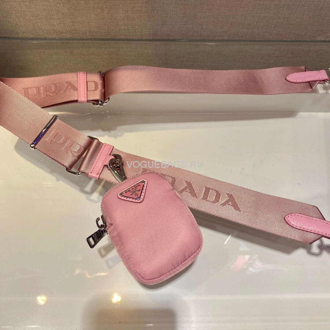 Prada 1BD292 Prada Three In One Nylon Shoulder Bag Pink - luxibagsmall