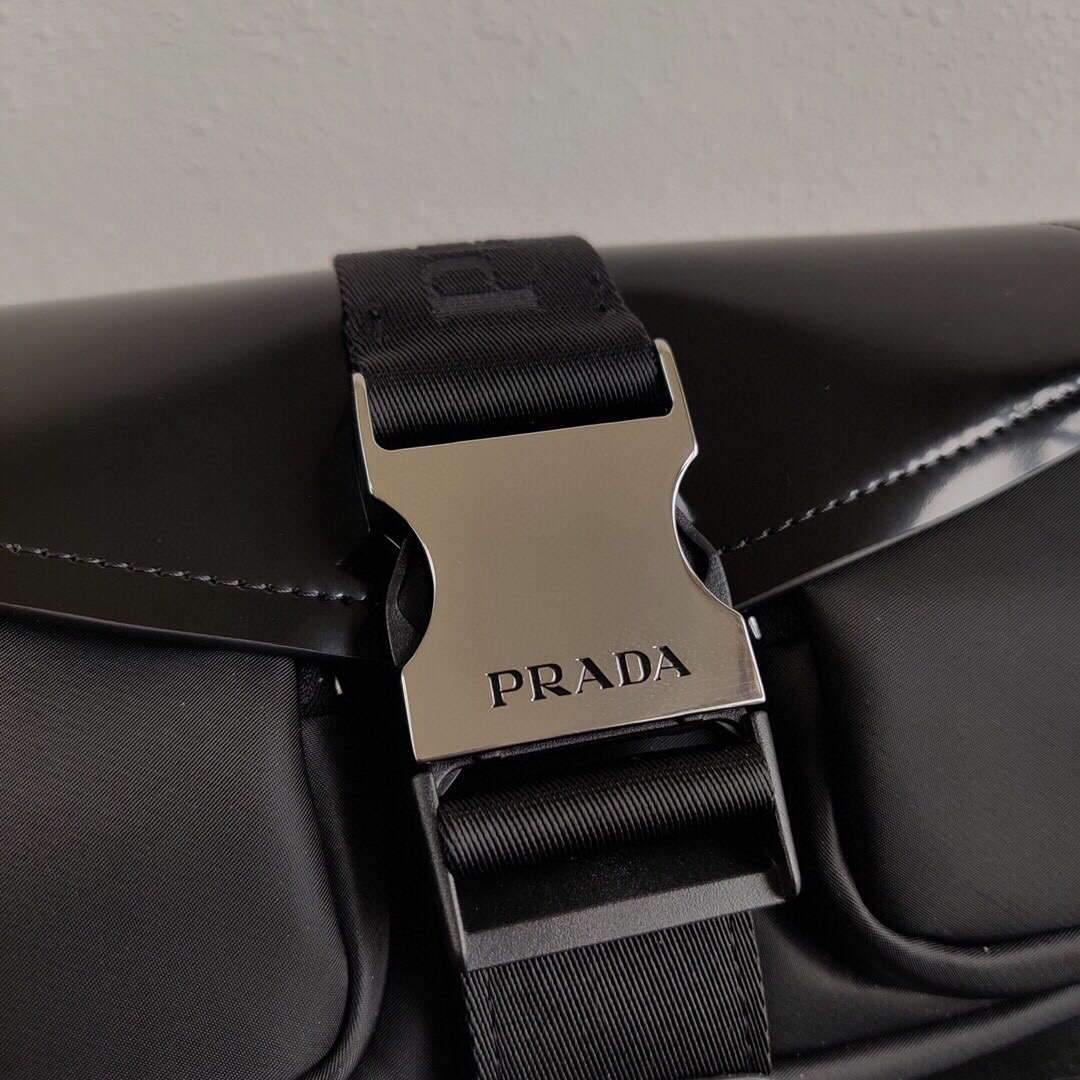 Prada 1BD295 Prada Pocket Nappa Leather Bag Black - Voguebags