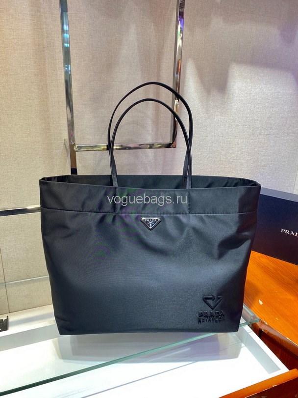 Prada 1BG107 Re Nylon Medium Tote Bag Black - luxibagsmall