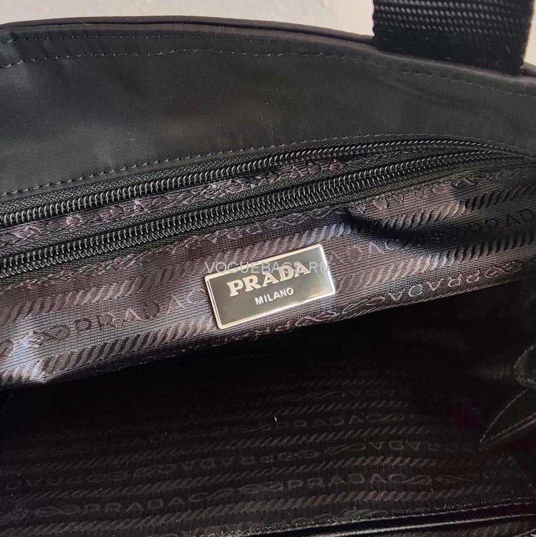 Prada 1BG354 tote shoulder hanbag Nylon calfskin leather Black - luxibagsmall