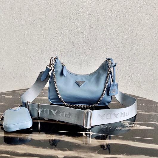 Prada 1BH204 Prada Re-Edition 2005 Nylon Bag Light Blue - luxibagsmall