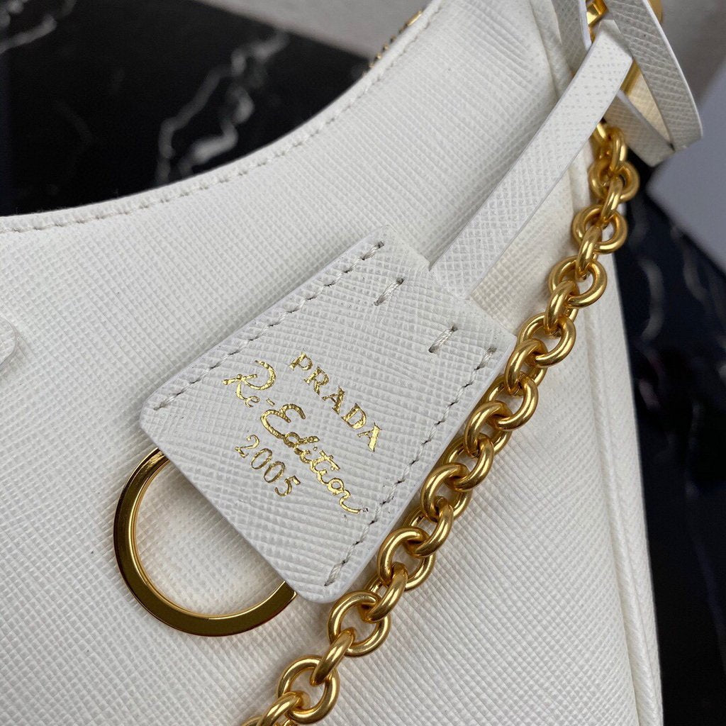 Prada 1BH204 Prada Re-Edition 2005 Saffiano leather Bag in White - luxibagsmall