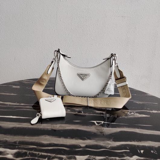 Prada 1BH204 Prada Re-Edition 2005 Saffiano leather Bag in White Silver - luxibagsmall