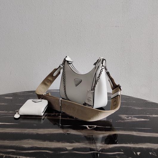 Prada 1BH204 Prada Re-Edition 2005 Saffiano leather Bag in White Silver - luxibagsmall