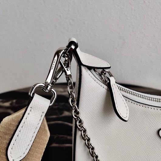 Prada 1BH204 Prada Re-Edition 2005 Saffiano leather Bag in White Silver - luxibagsmall