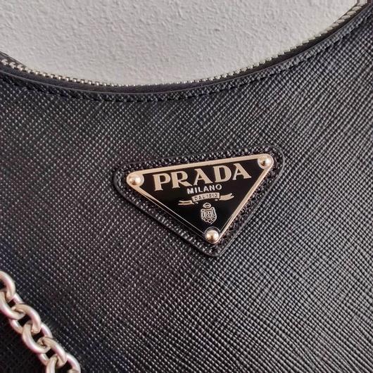 Prada 1BH204 Prada Re-Edition 2005 Saffiano leather Bag in Black Silver - luxibagsmall