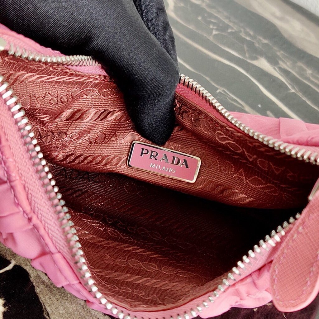 Prada 1NE204 Prada Nylon and Saffiano Leather Mini Bag in Pink - luxibagsmall