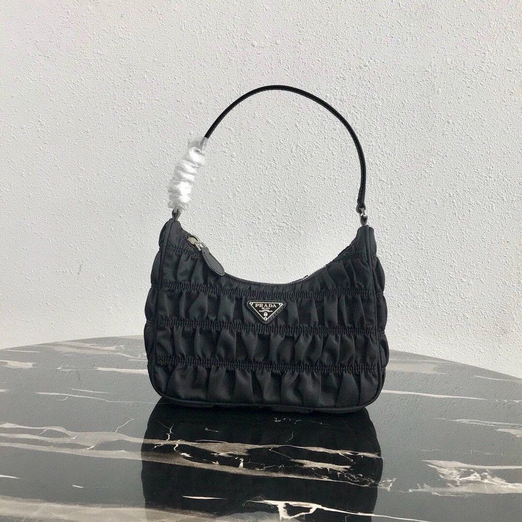 Prada 1NE204 Prada Nylon and Saffiano Leather Mini Bag in Black - luxibagsmall