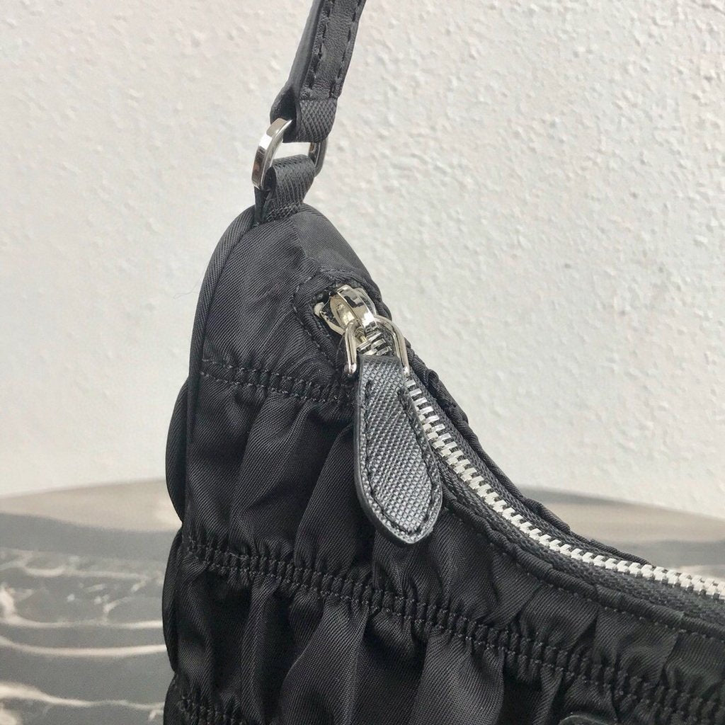 Prada 1NE204 Prada Nylon and Saffiano Leather Mini Bag in Black - luxibagsmall