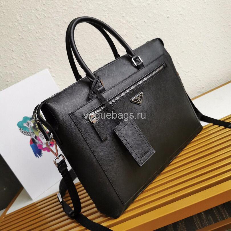 Prada 2VG044 Saffiano Leather Tote Bag in Black - luxibagsmall