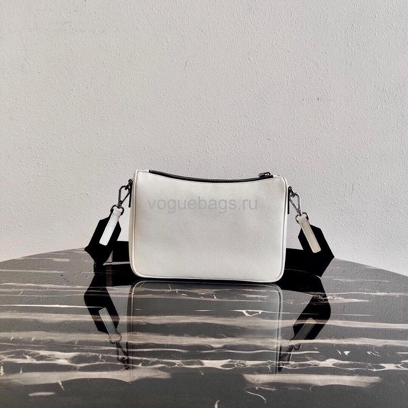 Prada 2VH113 Saffiano leather shoulder Bag in White - luxibagsmall