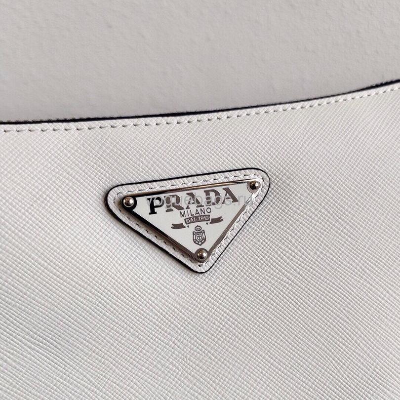 Prada 2VH113 Saffiano leather shoulder Bag in White - luxibagsmall