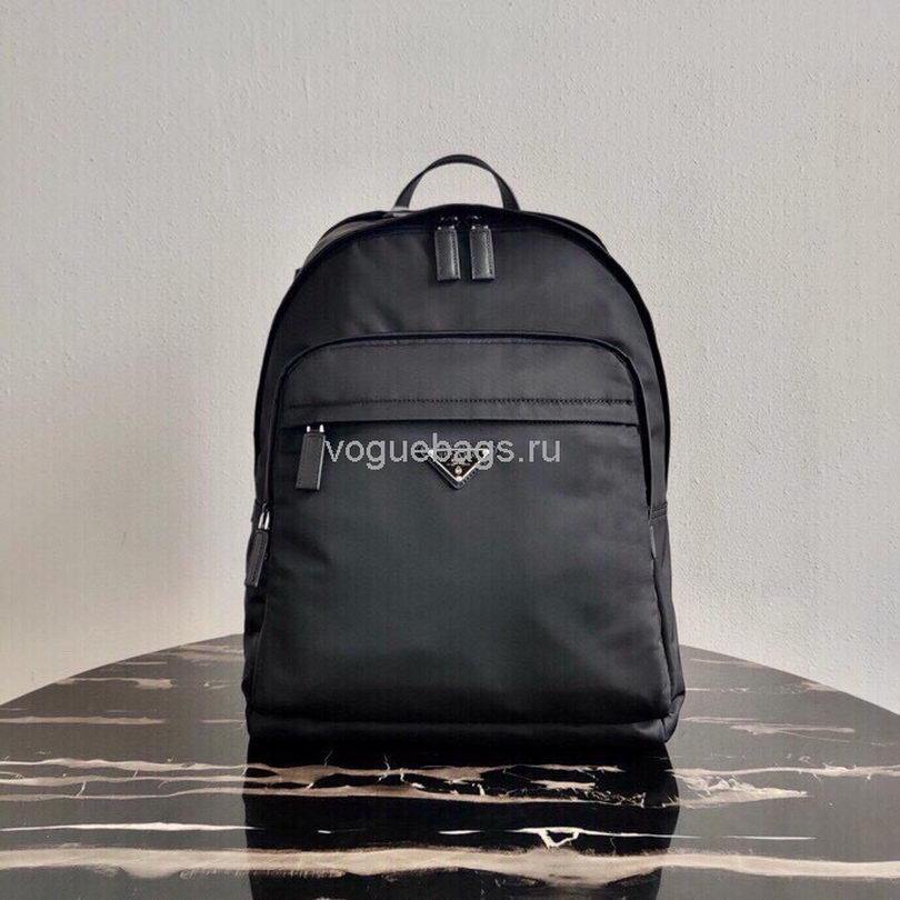 Prada 2VZ048 Nylon And Saffiano Leather Backpack Bag in Black - luxibagsmall