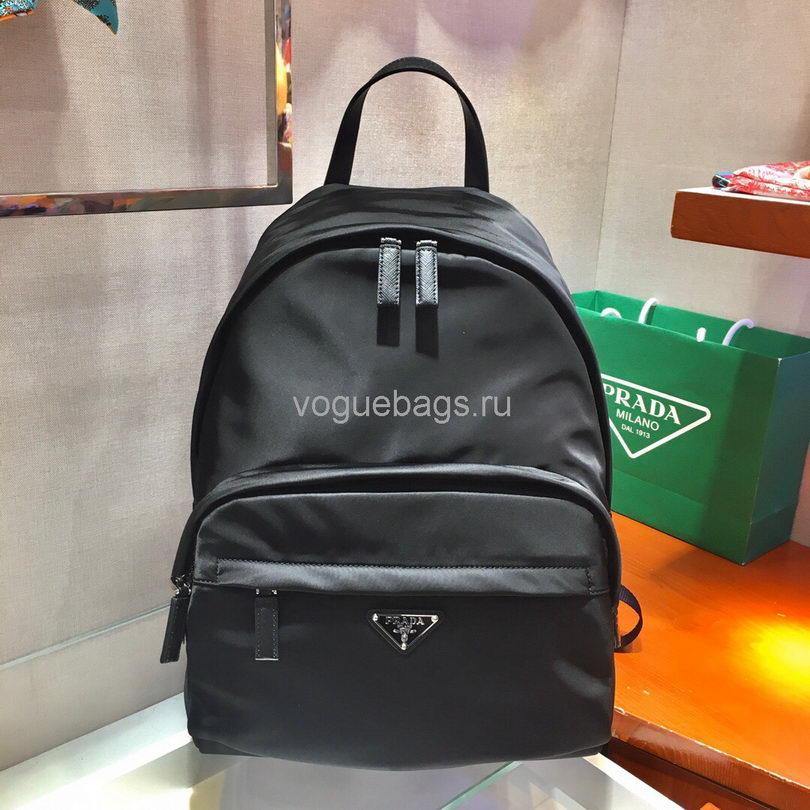 Prada 2V066 Tessuto Zainetto Nylon And Leather Backpack in Black - luxibagsmall