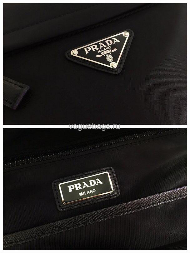 Prada 2V066 Tessuto Zainetto Nylon And Leather Backpack in Black - luxibagsmall