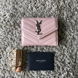 YSL 403943 Yves Saint Laurent Compact Tri-Fold Wallet Pink - luxibagsmall