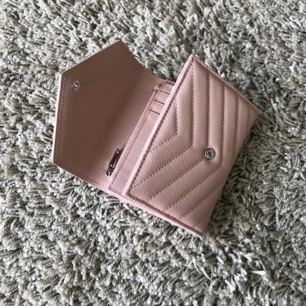 YSL 403943 Yves Saint Laurent Compact Tri-Fold Wallet Pink - luxibagsmall