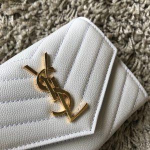 YSL 403943 Yves Saint Laurent Compact Tri-Fold Wallet White - luxibagsmall