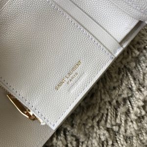 YSL 403943 Yves Saint Laurent Compact Tri-Fold Wallet White - luxibagsmall