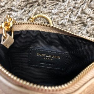 YSL 438386 Yves Saint Laurent Key Pouch Monogram Apricot - luxibagsmall