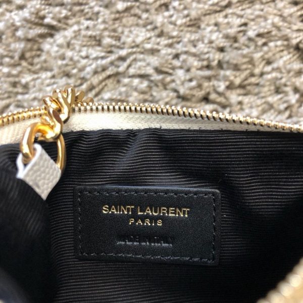 YSL 438386 Yves Saint Laurent Key Pouch Monogram White - luxibagsmall