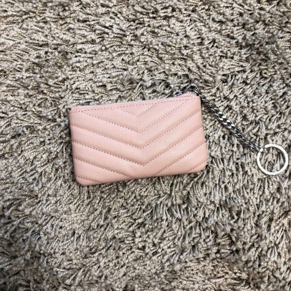 YSL 438386 Yves Saint Laurent Key Pouch Monogram Pink - luxibagsmall