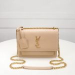 YSL 442906 Yves Saint Laurent Sunset Medium In Smooth Leather Apricot - luxibagsmall