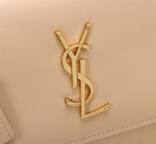 YSL 442906 Yves Saint Laurent Sunset Medium In Smooth Leather Apricot - luxibagsmall