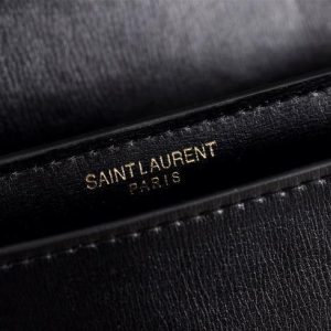 YSL 442906 Yves Saint Laurent Sunset Medium In Smooth Leather Black - luxibagsmall