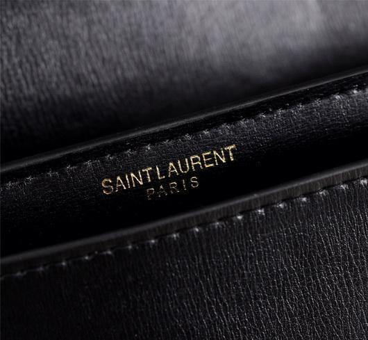 YSL 442906 Yves Saint Laurent Sunset Medium In Smooth Leather Black - luxibagsmall