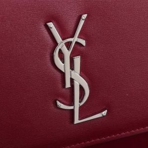 YSL 442906 Yves Saint Laurent Sunset Medium In Smooth Leather Wine Red - luxibagsmall