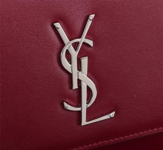 YSL 442906 Yves Saint Laurent Sunset Medium In Smooth Leather Wine Red - luxibagsmall