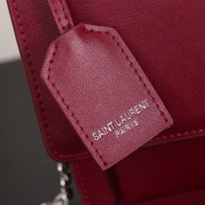 YSL 442906 Yves Saint Laurent Sunset Medium In Smooth Leather Wine Red - luxibagsmall