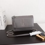 YSL 442906 Yves Saint Laurent Sunset Medium In Smooth Leather Gray - luxibagsmall