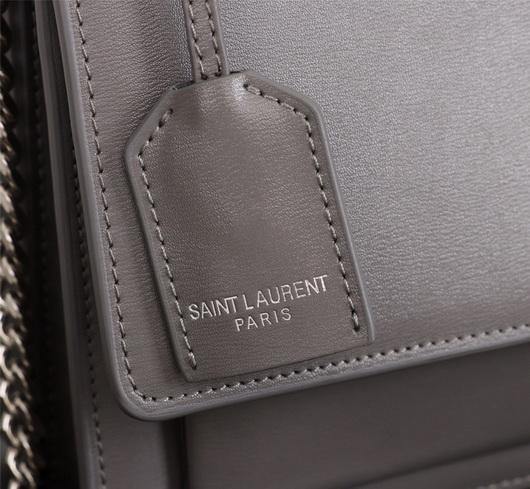 YSL 442906 Yves Saint Laurent Sunset Medium In Smooth Leather Gray - luxibagsmall