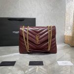 YSL 574946 Saint Laurent Loulou Medium Bag In Y-Quilted Leather Wine Red - luxibagsmall