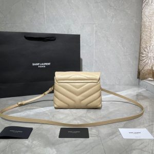 YSL 467072 Saint Laurent Loulou Toy Bag In Matelassé "Y" Leather Apricot - luxibagsmall