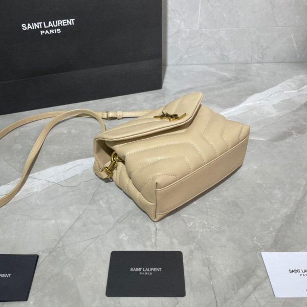 YSL 467072 Saint Laurent Loulou Toy Bag In Matelassé "Y" Leather Apricot - luxibagsmall