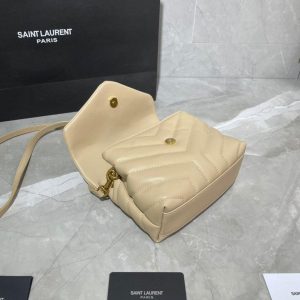 YSL 467072 Saint Laurent Loulou Toy Bag In Matelassé "Y" Leather Apricot - luxibagsmall