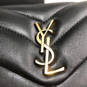 YSL 467072 Saint Laurent Loulou Toy Bag In Matelassé "Y" Leather Black Gold - luxibagsmall