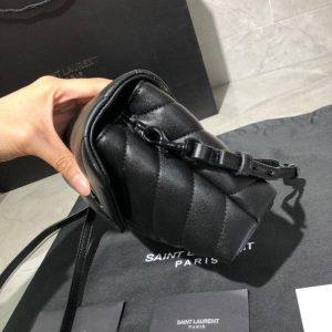 YSL 467072 Saint Laurent Loulou Toy Bag In Matelassé "Y" Leather Black - luxibagsmall