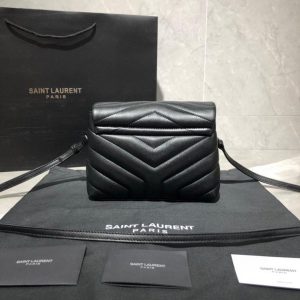 YSL 467072 Saint Laurent Loulou Toy Bag In Matelassé "Y" Leather Black - luxibagsmall