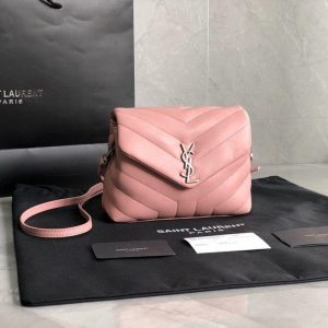 YSL 467072 Saint Laurent Loulou Toy Bag In Matelassé "Y" Leather Pink - luxibagsmall