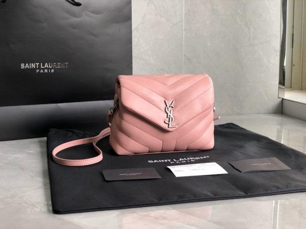 YSL 467072 Saint Laurent Loulou Toy Bag In Matelassé "Y" Leather Pink - luxibagsmall