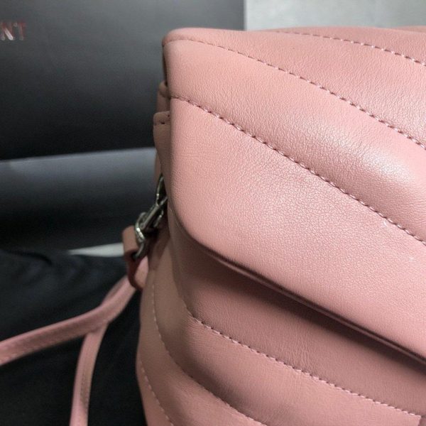 YSL 467072 Saint Laurent Loulou Toy Bag In Matelassé "Y" Leather Pink - luxibagsmall