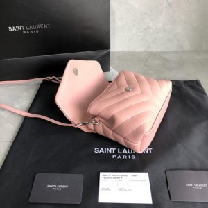 YSL 467072 Saint Laurent Loulou Toy Bag In Matelassé "Y" Leather Pink - luxibagsmall