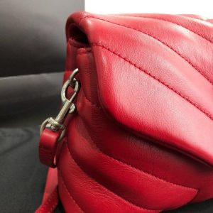 YSL 467072 Saint Laurent Loulou Toy Bag In Matelassé "Y" Leather Red - luxibagsmall